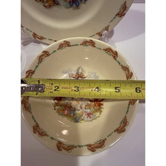Royal Doulton Bunnykins 3pc Set Bowl Plate Mug Vintage England - Picture 10 of 11